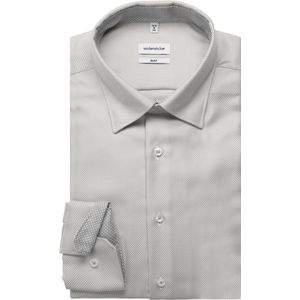 Seidensticker - Businessoverhemd - Grijs - Slim Fit - 1/1 Bedekte Button-Down-kraag
