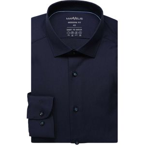 Marvelis Dynamic Flex Modern Fit Overhemd marine, Effen