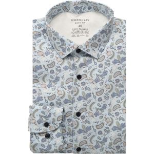Marvelis Performance Overhemd blauw, Bedrukt
