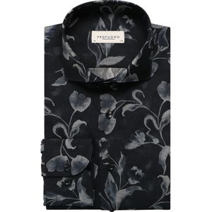 Profuomo Overhemd donkerblauw, Bloemen