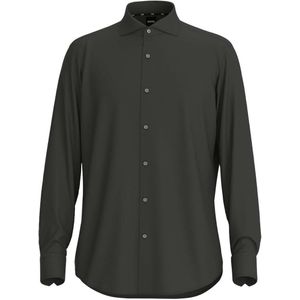 BOSS Regular Fit Overhemd donkergrijs, Effen
