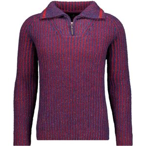 RAGMAN Half-Zip Sweater rood, Gestreept
