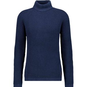 RAGMAN - Gebreide Trui - Donkerblauw - Lange Mouw - Mao Collar Kraag