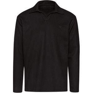TRIGEMA Poloshirt lange mouw zwart, Effen