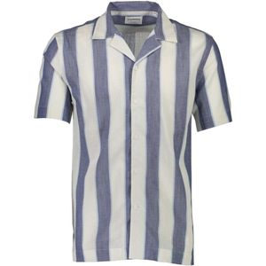 Lindbergh Linnen Overhemd donkerblauw, Gestreept