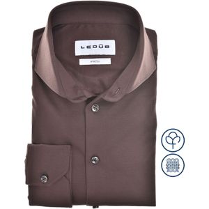 Ledub - Slim Fit - Overhemd - Bruin - Katoen