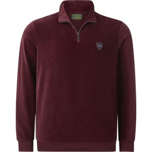 Charles Colby - Sweatshirt - Donkerrood - Sweatstof - Halve Rits, Opstaande Kraag, Wijde Pasvorm