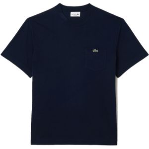 LACOSTE - T-shirt - Groen - Katoen - Regular Fit - Geribde Ronde Hals
