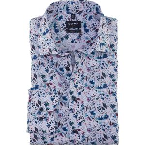 OLYMP Luxor Modern Fit Overhemd blauw/roze, Bloemen