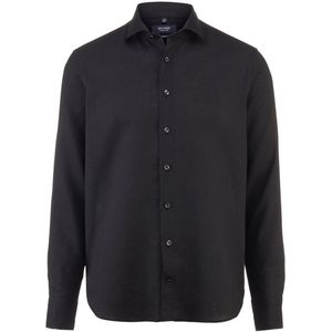 OLYMP SIGNATURE - Overhemd - Zwart - Linnen - Tailored Fit