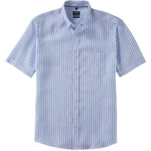 OLYMP Casual Regular Fit Linnen Overhemd lichtblauw/wit, Gestreept