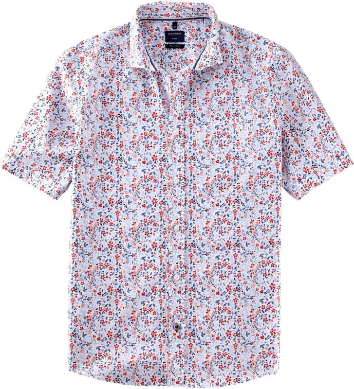 OLYMP - Casual Overhemd - Rood - Korte Mouw - 100% Katoen