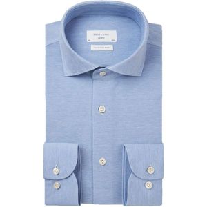 Profuomo Slim Fit Jersey shirt lichtblauw, Effen