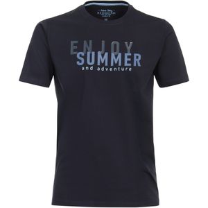 Redmond Casual T-Shirt ronde hals blauw, Bedrukt