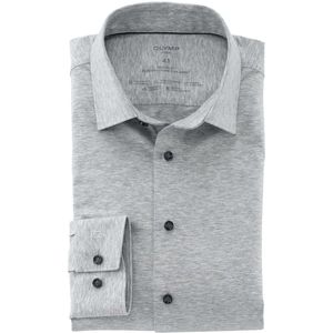 OLYMP Luxor Modern Fit Jersey shirt zilver, Effen