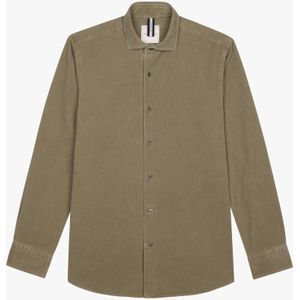 Profuomo ribfluwelen overhemd groen, Effen