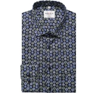 Marvelis Modern Fit Overhemd blauw/groen, Bloemen