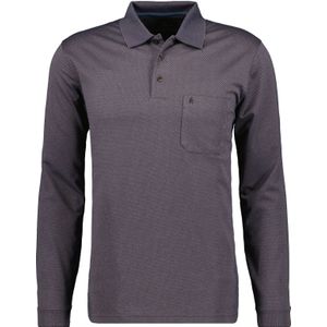 RAGMAN Softknit Poloshirt lange mouw mokka, Motief