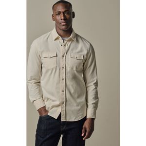 Profuomo ribfluwelen overhemd ecru, Effen