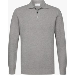 Profuomo Poloshirt lange mouw grijs, Effen