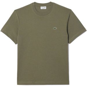 Lacoste Classic Fit T-Shirt ronde hals kaki, Effen