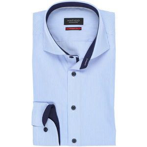 Hatico Modern Fit Overhemd lichtblauw/wit, Fijne strepen