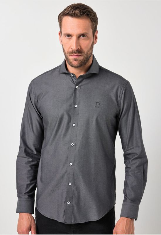 JP1880 Overhemd zwart, Effen