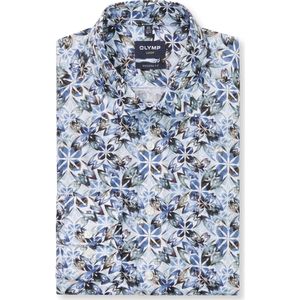 OLYMP - Luxor - Overhemd - Wit/blauw - Modern Fit - Lange Mouwen