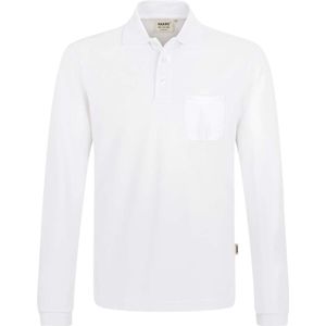 HAKRO 809 Comfort Fit Poloshirt lange mouw wit, Effen