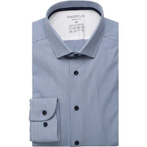 Marvelis Performance Body Fit Overhemd marine/wit, Ruit