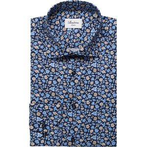 Stenströms Slimline Overhemd donkerblauw, Bloemen