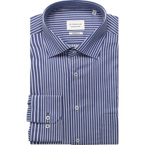 ETERNA - Overhemd - Donkerblauw - Gestreept - Lange Mouw - 100% Katoen
