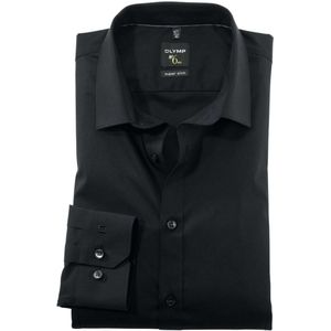 OLYMP No. Six Super Slim Overhemd zwart, Effen