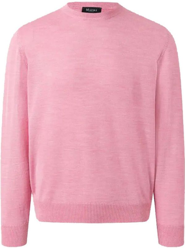 MAERZ Superwash Classic Fit Trui ronde hals roze, Effen