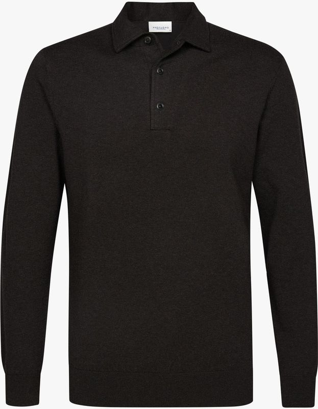 Profuomo - Luxury Poloshirt - Effen - Bruin - Lange Mouw