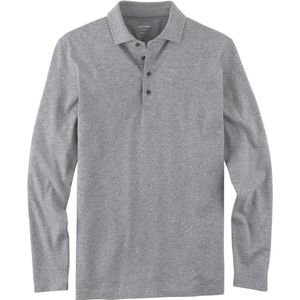 OLYMP Casual Modern Fit Poloshirt lange mouw middengrijs, Effen