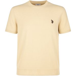 U.S. Polo Assn. T-Shirt ronde hals zand, Effen