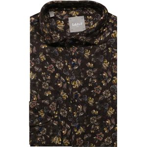 fakts Leisure Slim Fit Overhemd donkerblauw, Bloemen