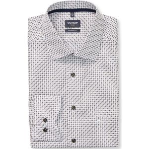 OLYMP Luxor Overhemd wit, Bedrukt