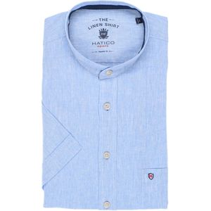 Hatico Linnen Overhemd blauw, Effen