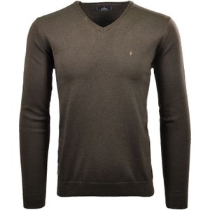 RAGMAN Trui V-halsdonkergroen, Effen