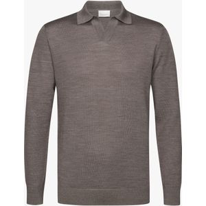 Profuomo Poloshirt lange mouw grijs, Effen