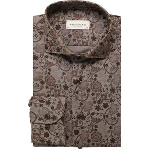 Profuomo Overhemd bruin, Bloemen