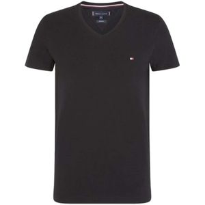 Tommy Hilfiger Core Stretch Slim Fit T-Shirt V-hals zwart, Effen