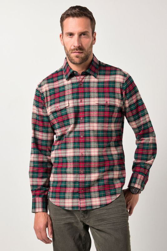 JP1880 Flanellen Overhemd wijnrood, Ruit