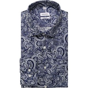 Seidensticker - Overhemd - Donkerblauw - Bedrukt - Lange Mouw - 100% Katoen