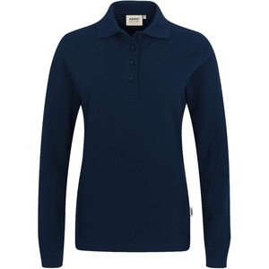 HAKRO 215 Dames poloshirt met lange mouwen nachtblauw, Effen
