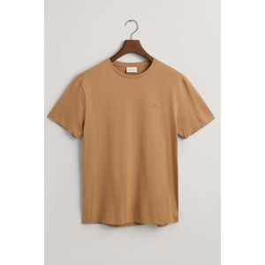 GANT Regular Fit T-Shirt ronde hals kaki, Effen