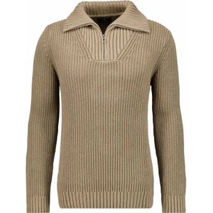 RAGMAN Half-Zip Sweater bruin, Gestructureerd