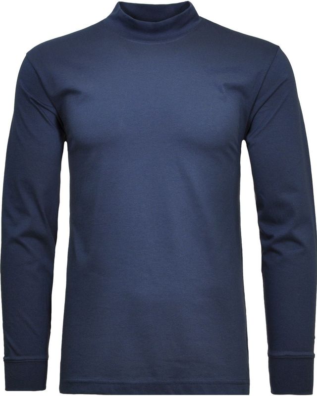RAGMAN - Shirt - Nachtblauw - Lange Mouwen - Hoog Gesloten Hals - Regular Fit - Katoen